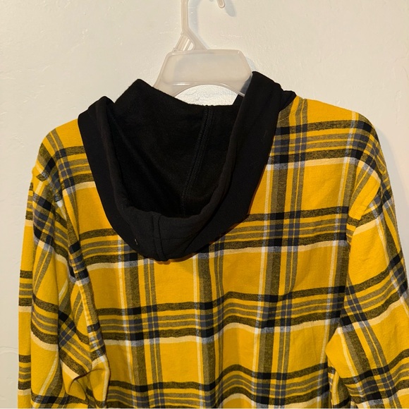 No Boundaries Men’s Yellow and Black Plaid Shirt Size Small - Picture 4 of 6